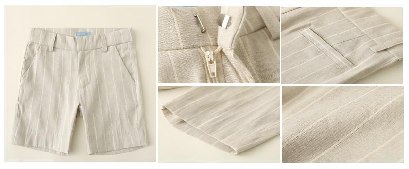 Children Clothes Boy Kids Woven Beige Linen Pant Wear with Functional Front Fly