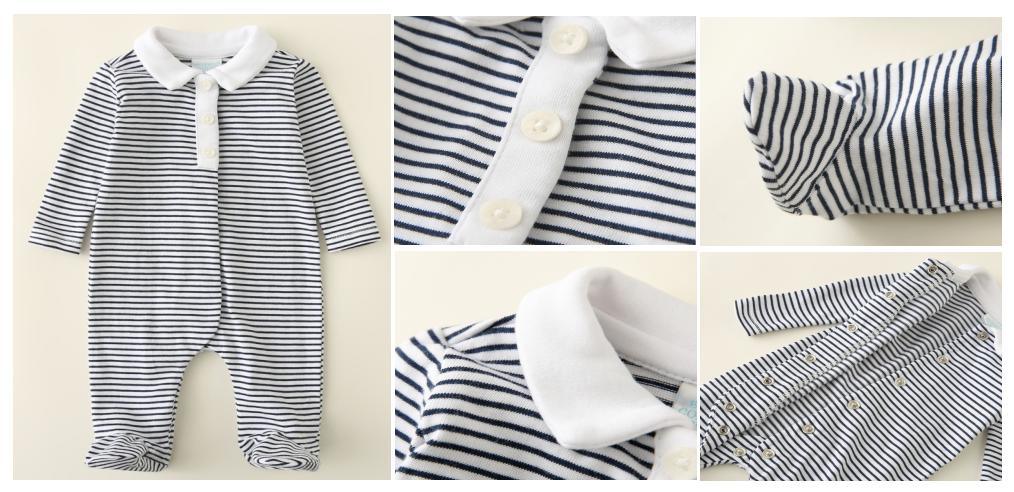 Infant Baby Knitted Stripe Footed Coverall Romper for Boy Girl Clothes