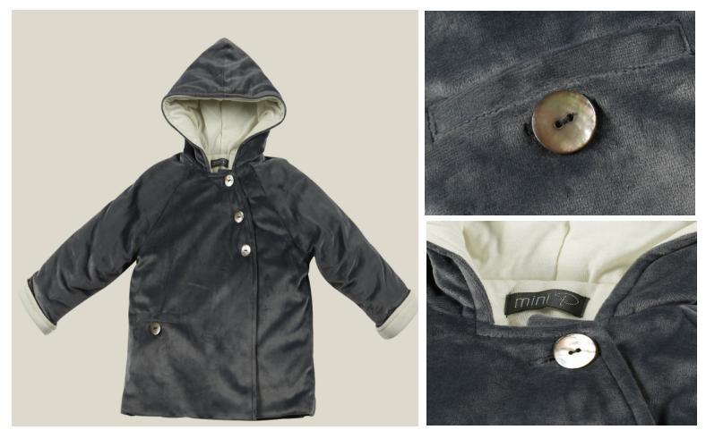 Infant Baby Kids 2022 Children Boy Fashion Woven Grey Velour White Lining Padding Jacket