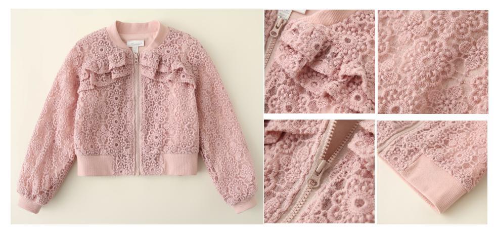 2022 Girl Baby Knitted Jacket Clothing with Embroidery Fabric and Cotton Lining Plastic Zipper