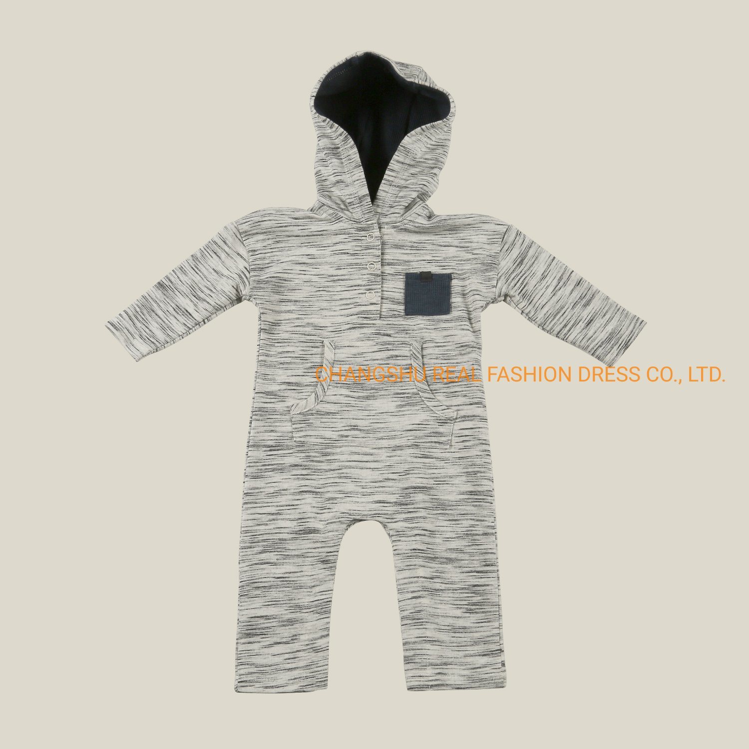 Infant Clothes Baby Kids Boy Girl Children Knitted Melange Romper with Hood