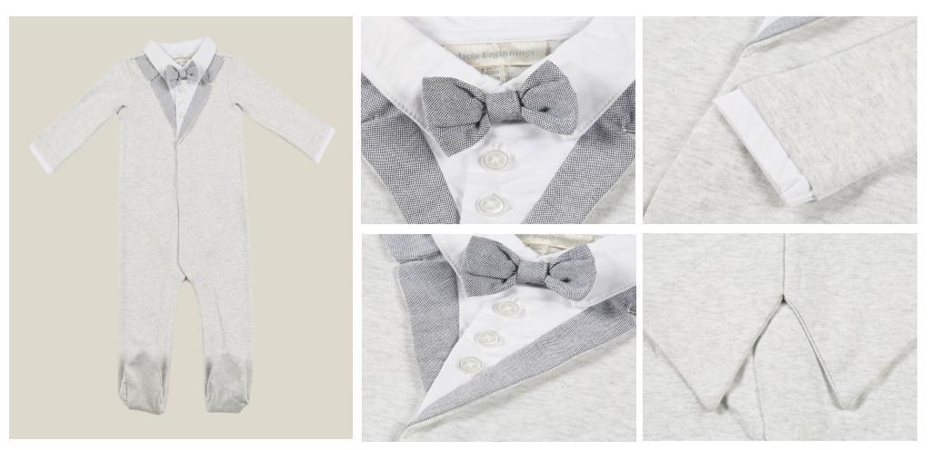 Baby Kids Children Infant Knitted Heather Grey Footed Coverall Romper Boy Girl Romper