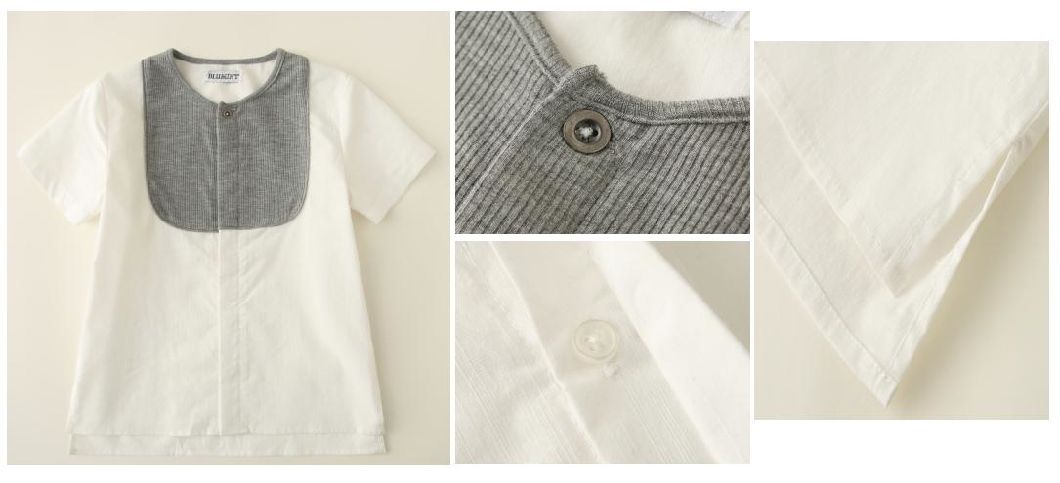 Boy Woven Shirt Contacted with Ribbed Fabric at Front Yoke Clothes