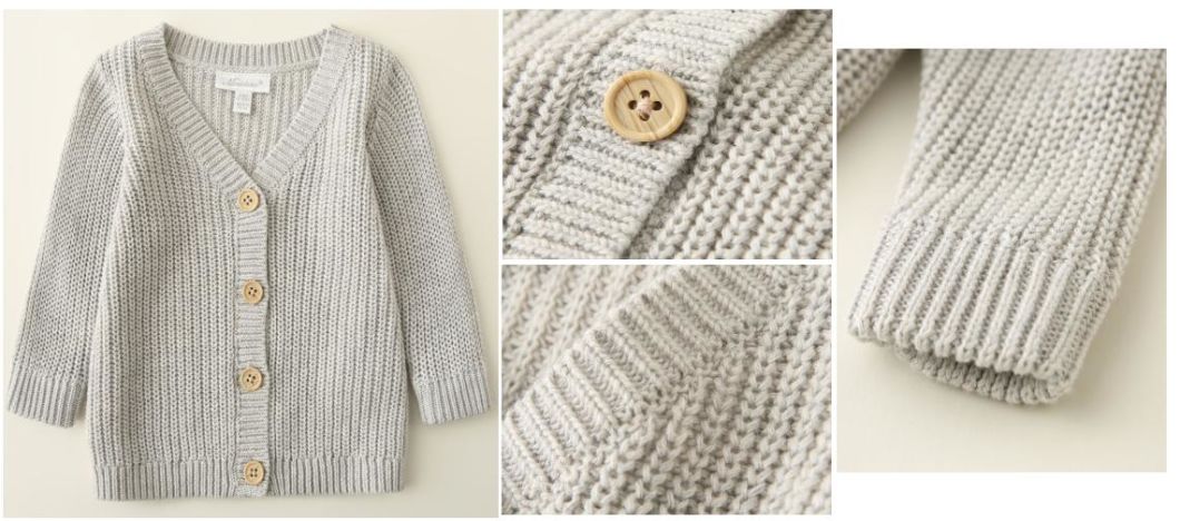 Infant Kids Baby Clothes Boy Knitted Cardigan Sweater with Front Placket and Button