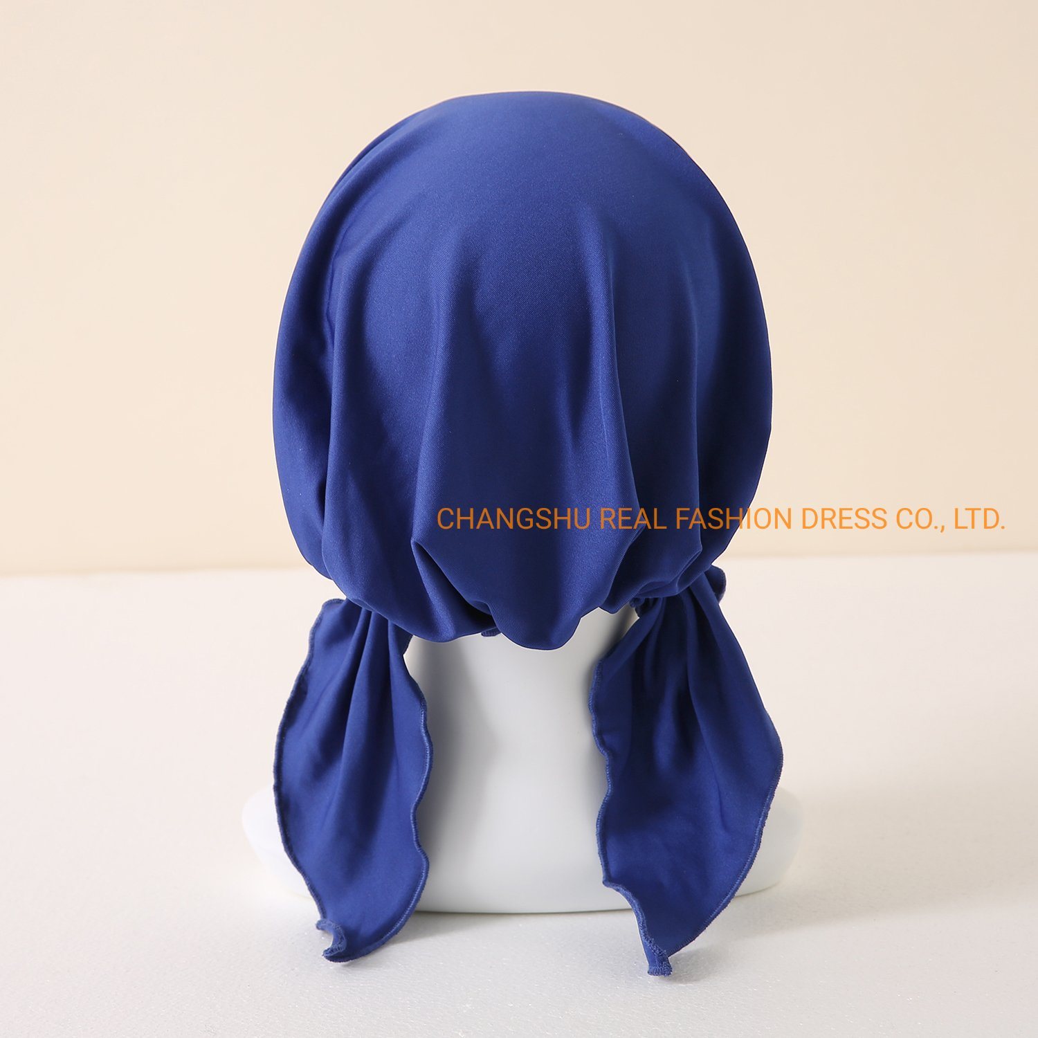 Muslim New Fashion Hat Lady Knit Swimming Elastic Tape Pre-Tied Headwear with Lining and Tails
