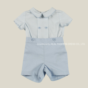 Infant Baby 2022 Clothes Boy New Fashion Blue Striped T-Shirt and Short Suit Clothes