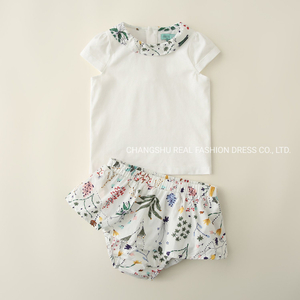 Children Clothes Boy Girl Baby Woven Top and Panty Suit Wear with Print