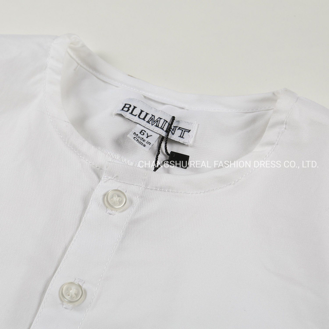 Children 2022 Fashion Clothing Boy Woven Shirt Clothing with Placket and Back 2 Panels