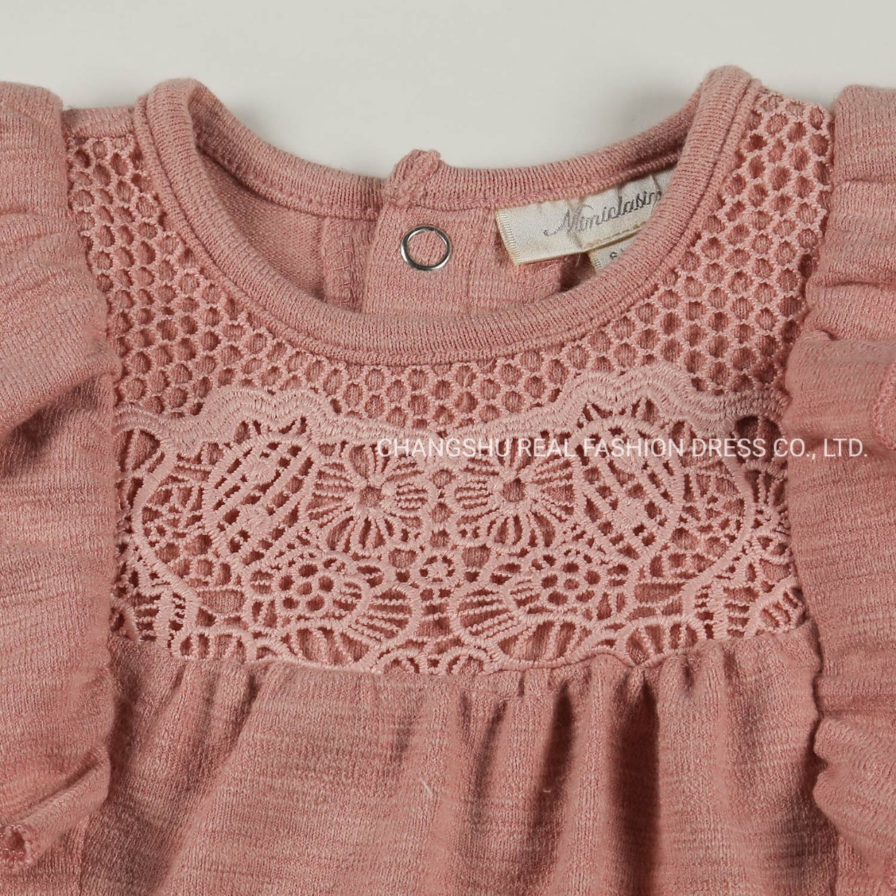 Infant Baby Kids Children 2022 Clothes Girl Fashion Mauve Knitted Romper of Lace on Front