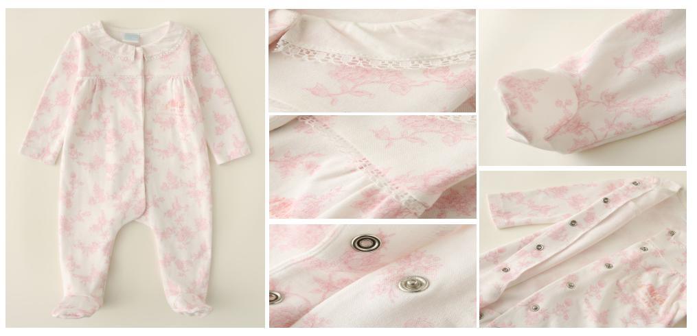 Infant 2022 Girl Baby Knitted Footed Coverall Romper Clothes with Straps by Embroidery