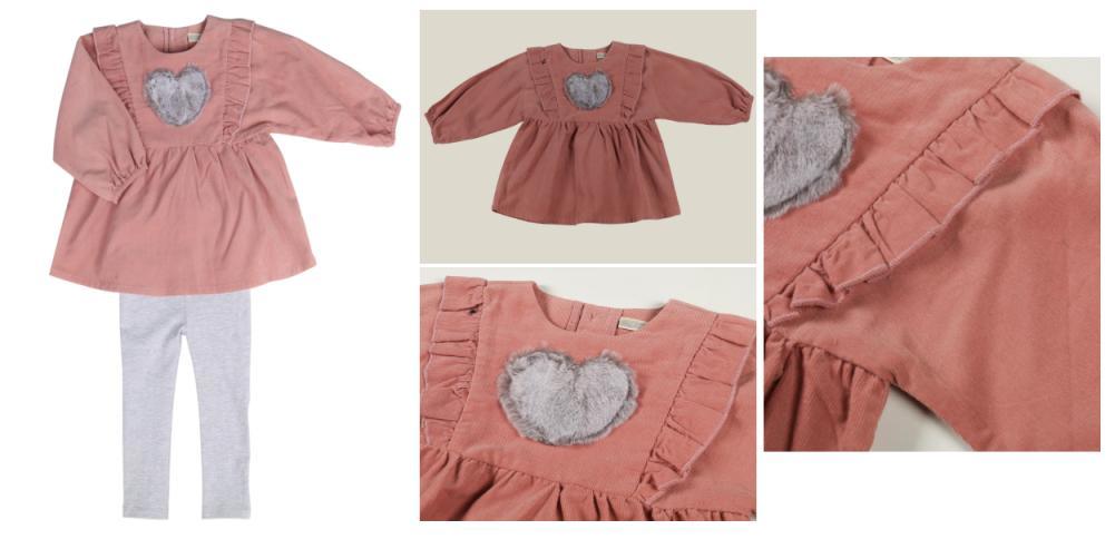 Infant Girl Baby Kids Suit Clothes Made of Knitted Top with Heart and Legging