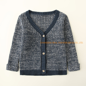 Infant Baby Kids Clothes Boy Cardigan Sweater with Solid Front Placket and Button