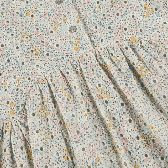 Children Kids Fashion Clothing Girl Woven Dress with Embroidery Fabric