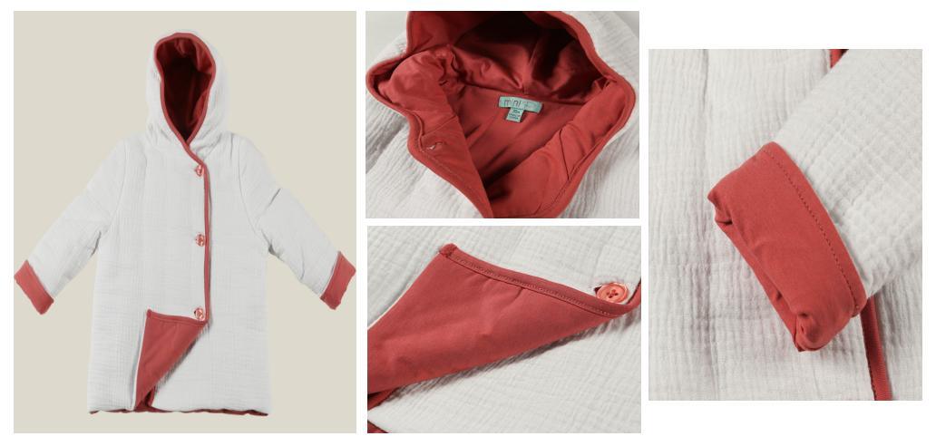 Infant Baby Kids Children Clothes Boy Girl Woven Contrast Color Padding Jacket with Hood