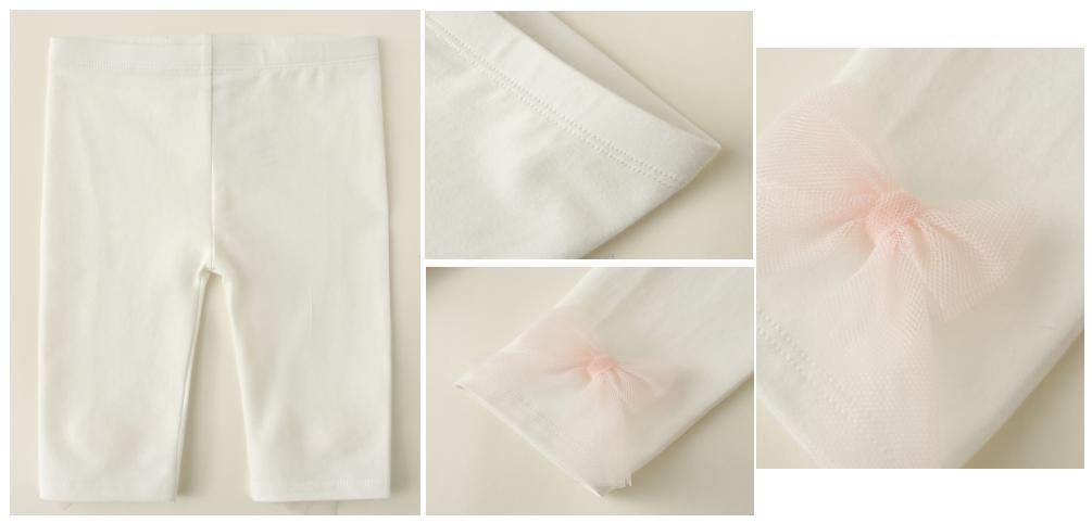 Newborn Children Clothing Infant Baby Knitted Legging Wear with Netting Bow at Hem
