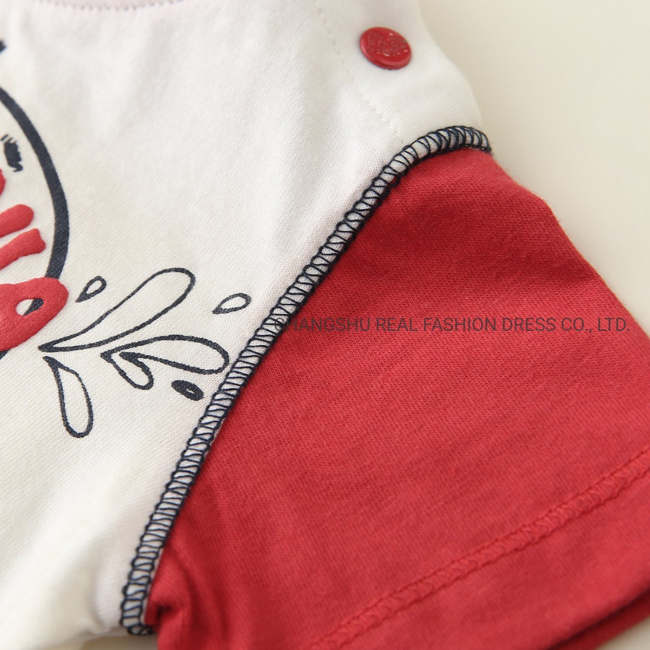 Newborn Baby Kids Children Clothing Infant Knitted Shirt with Foam Printing and Applique Contrast Stitching