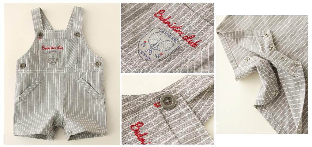 Newborn Baby Kids Children Clothing Infant Woven Suspender Short with Pocket