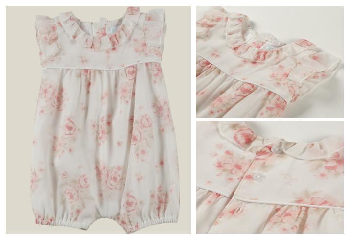 Infant Baby Kids Children Clothes Girl Woven Printed Romper with Back Placket