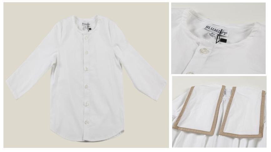 Children 2022 Fashion Clothing Boy Woven Shirt Clothing with Placket and Back 2 Panels