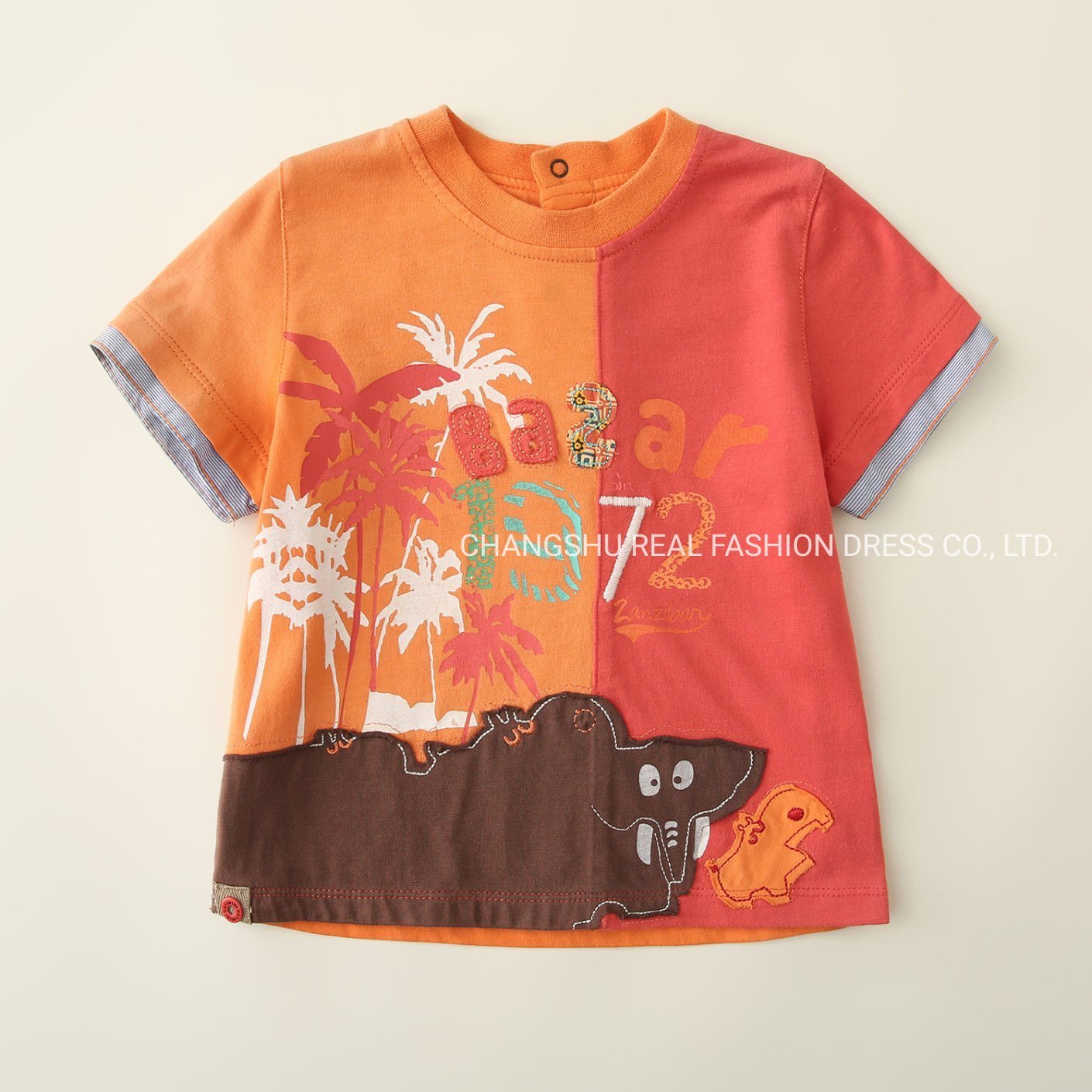 Boy Girl Baby Orange Yellow Brown T Shirt Clothes with Print and Applique