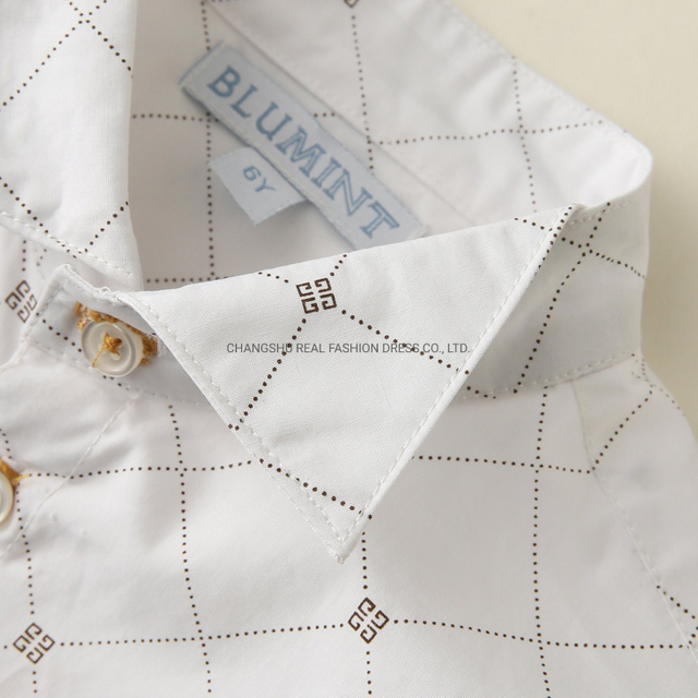 Toddle Kids Clothing Boy Children Woven Printed Shirt Wear Made of Collar Stand