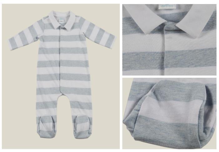 Baby Kids Children Infant Knitted Wide Striped Footed Coverall Romper for Boy Girl