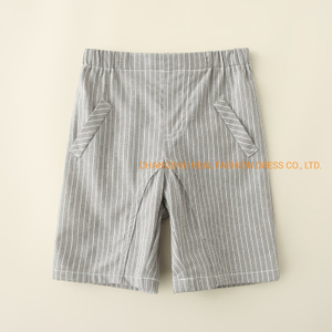 Infant Children Clothes 2022 Boy Woven Striped Pant Without Front Fly