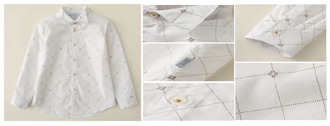 Boy Woven Printed Shirt Made of Collar Stand Clothes