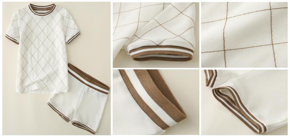 Newborn Baby Kids Children Clothing Infant Knitted Plaid Top and Short Suit Clothing