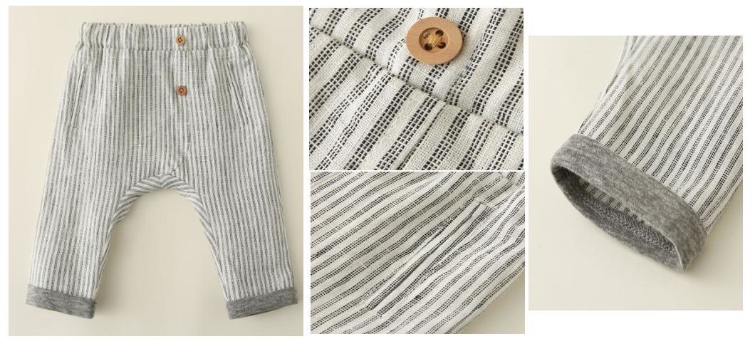 Infant 2022 Boy Girl Baby Woven Linen Pant Clothes with Fold Hem