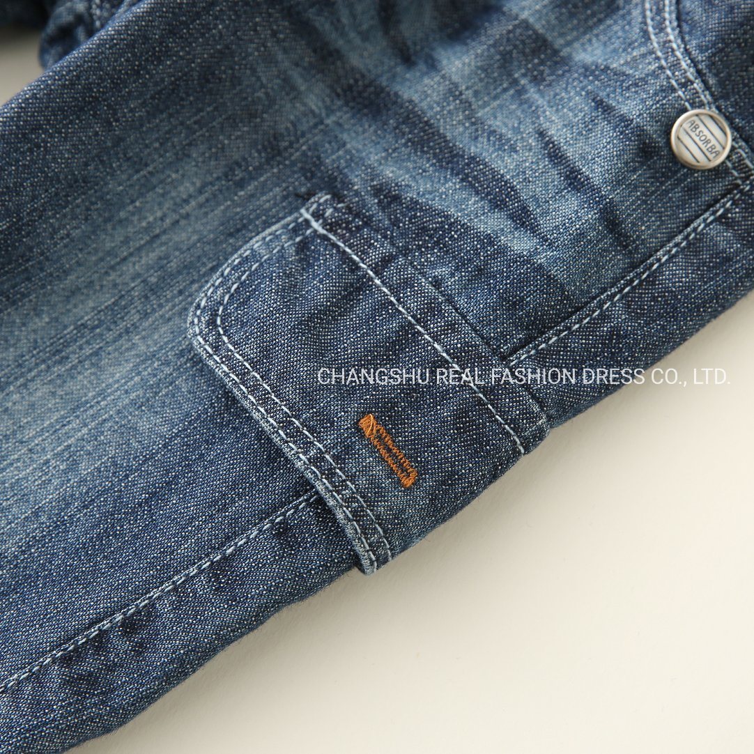 Boy Children Woven Denim Pant Made of Ribbed Waistband Clothes