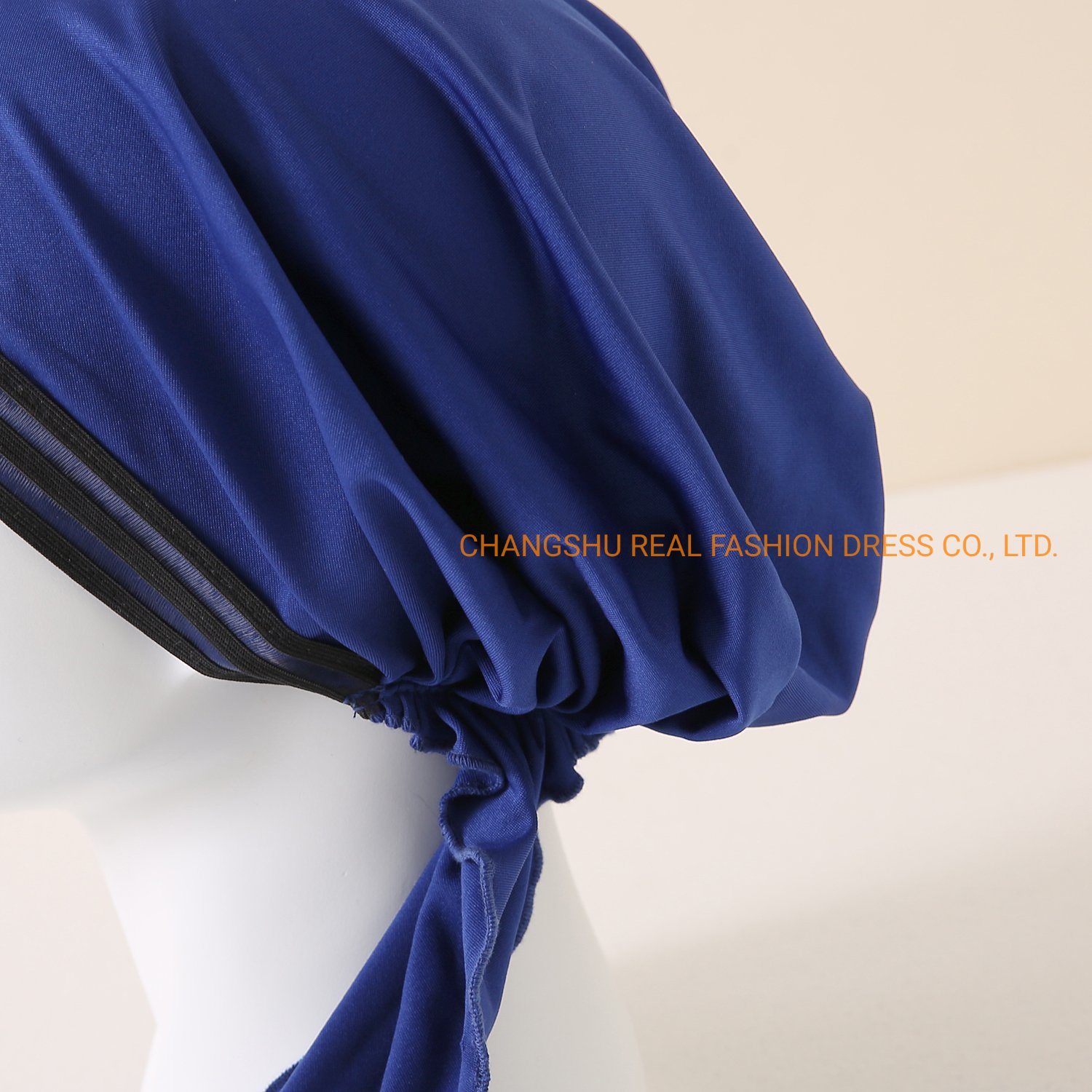 Muslim New Fashion Hat Lady Knit Swimming Elastic Tape Pre-Tied Headwear with Lining and Tails