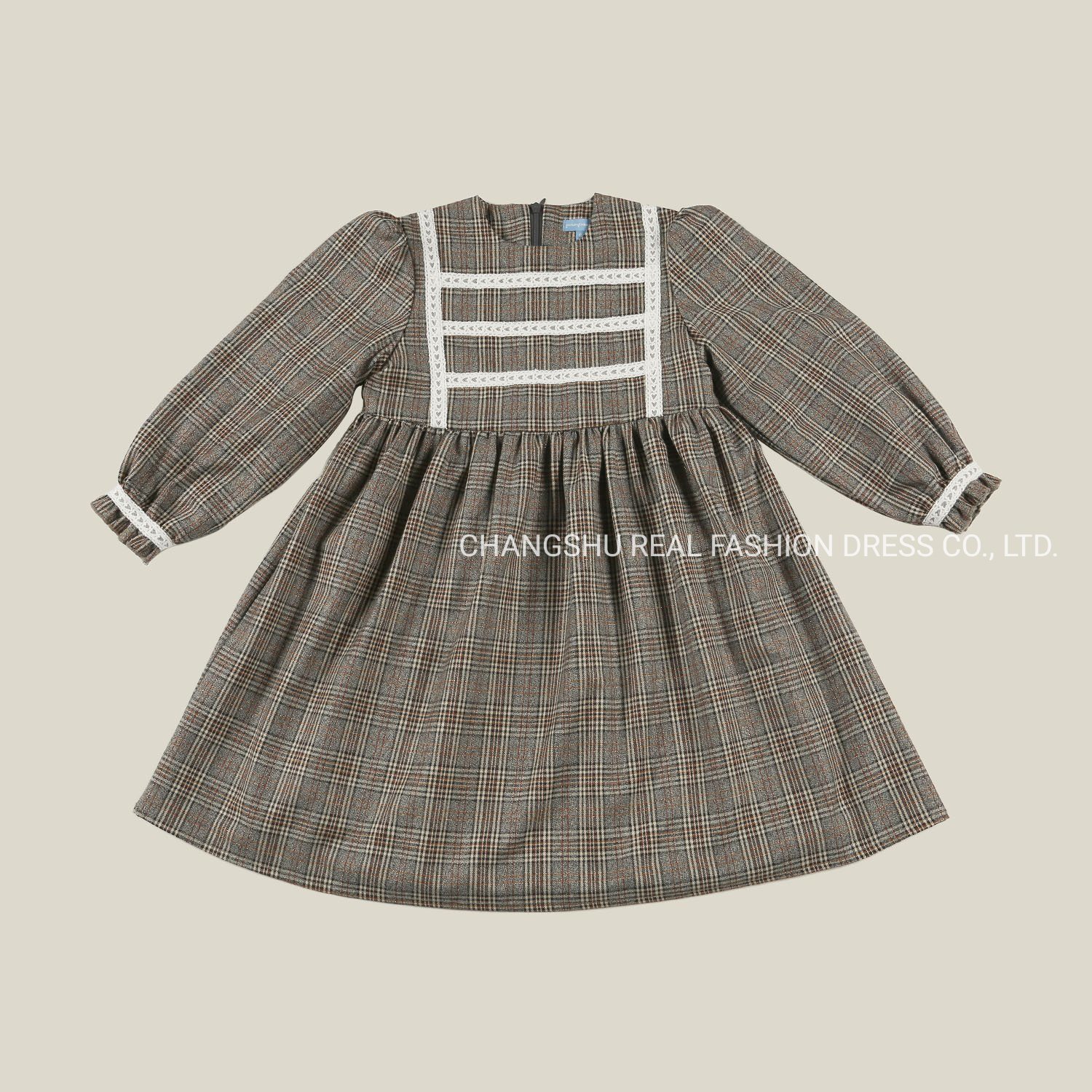 Children Clothing Girl 2022 Fashion Woven Dress Clothing with Back Zipper