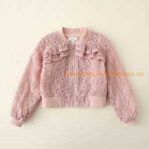 2022 Girl Baby Knitted Jacket Clothing with Embroidery Fabric and Cotton Lining Plastic Zipper