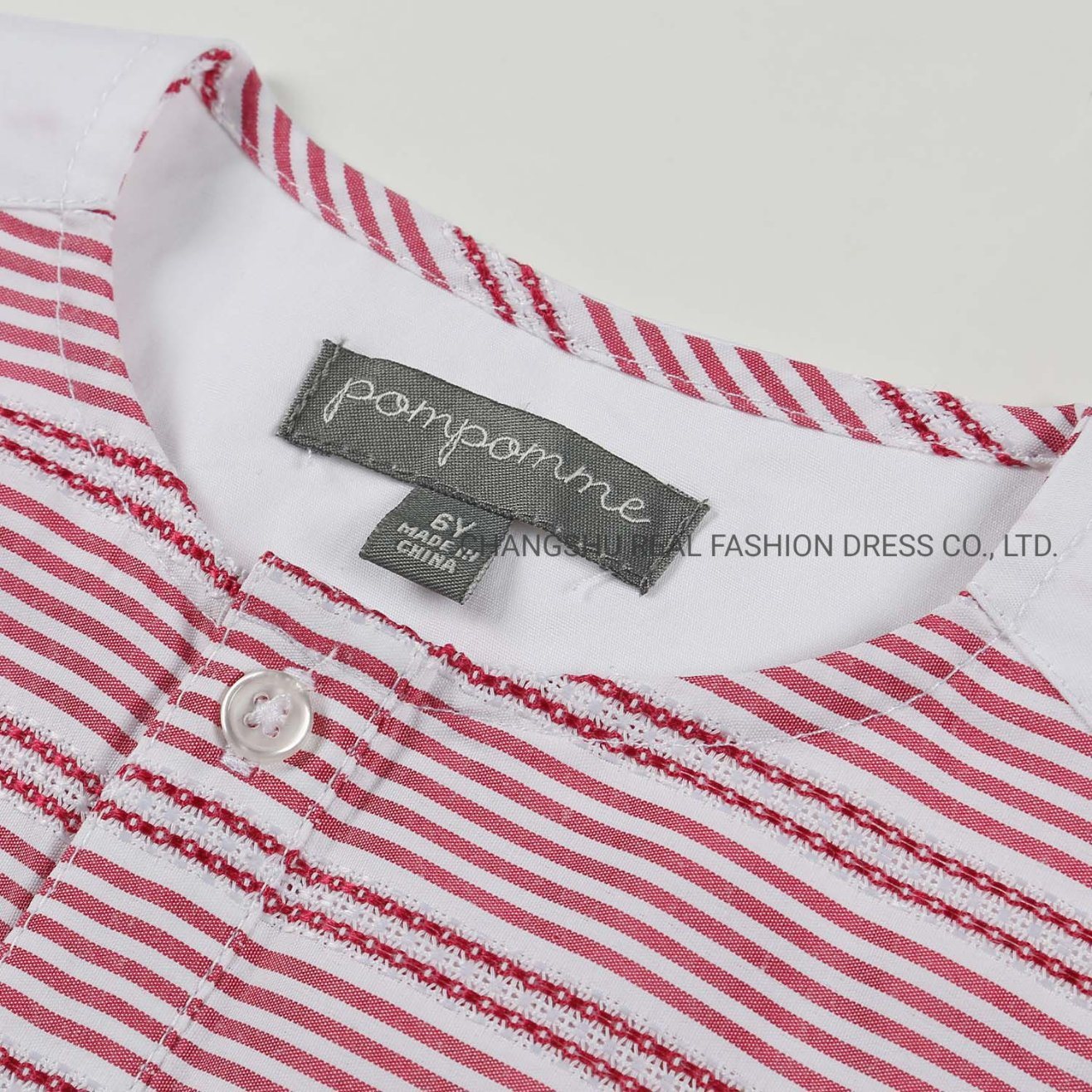 Kids Children Clothes Boy Woven Stripe Printed T-Shirt with Lurex