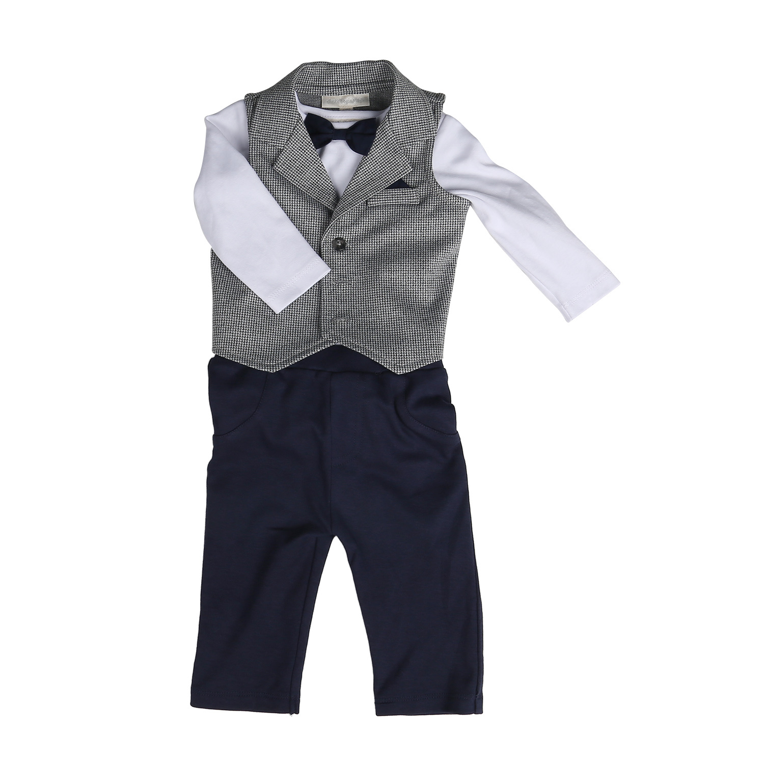 Infant 2022 Woven Vest Knitted Romper Knitted Pant Suit Clothes with Tie