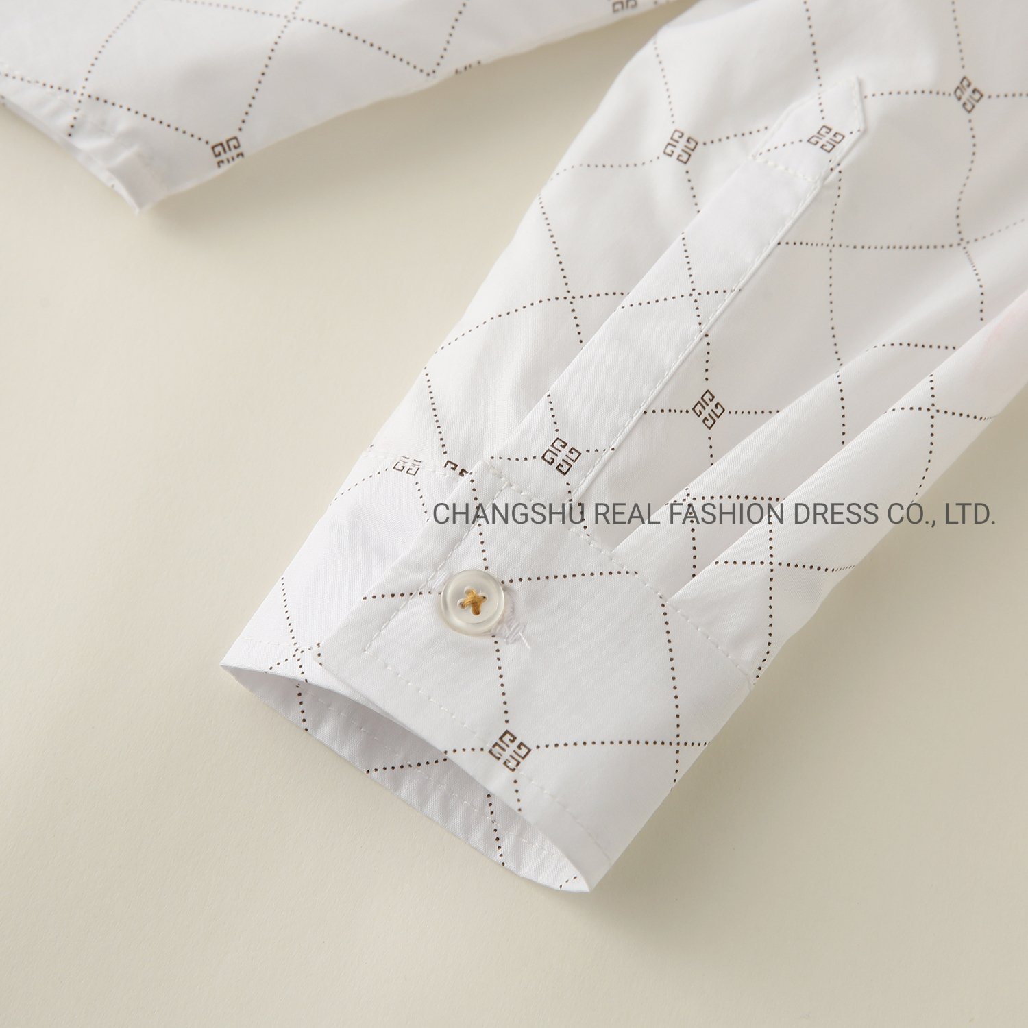 Boy Woven Printed Shirt Made of Collar Stand Clothes