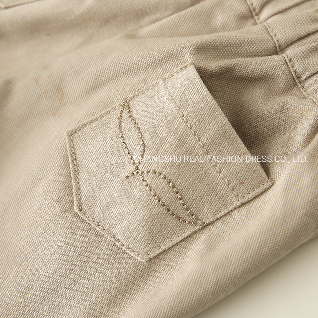 Boy Baby Taupe Tan Pant Clothes with Functional Metal Button Zipper Fly and Elastic Waistband