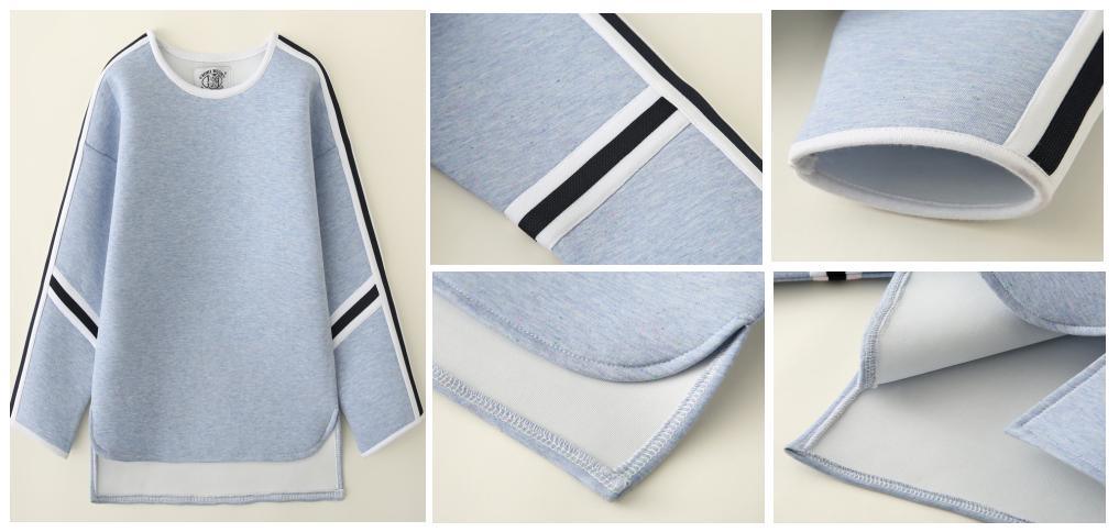 Boy Children Clothing Toddle Kids Blue Scuba Top Wear with Contrast Black White Trims