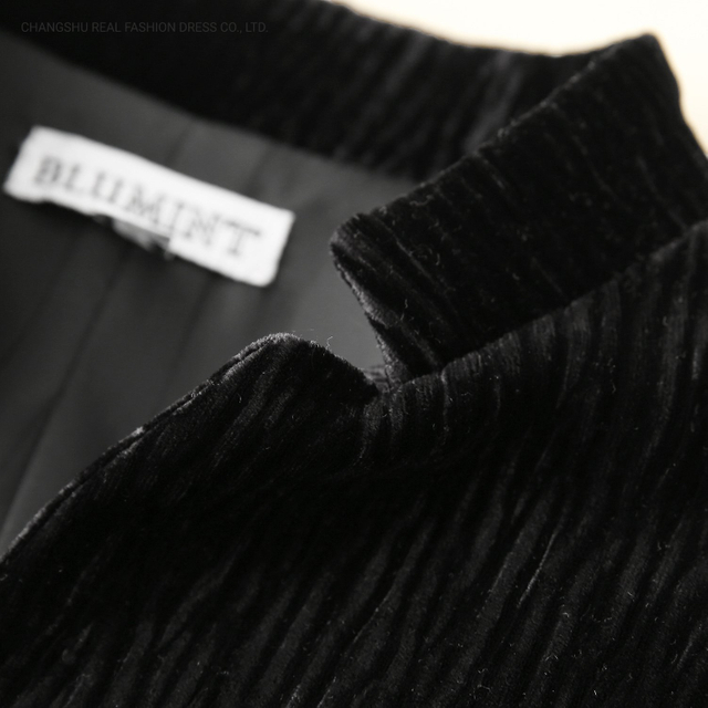 Toddle Kids Clothing Boy Knitted Corduroy Fabric Effect Black Color Blazer Wear with Pocket