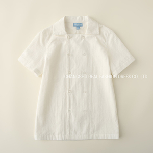 Boy Kids White Shirt Clothes Made of Double Rows Buttons Placket