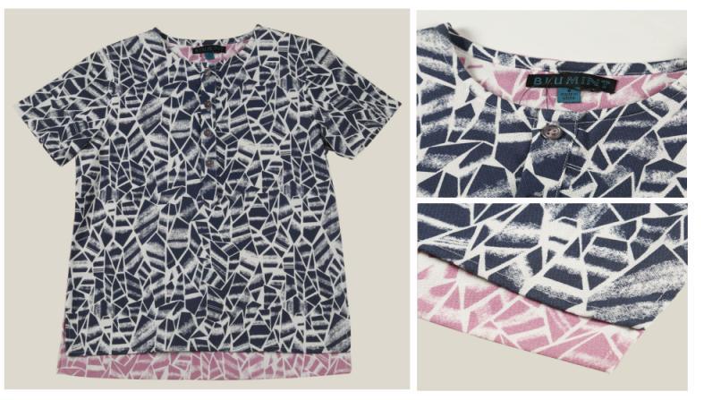 Baby Kids Clothes Boy Woven Printed T-Shirt Back Longer