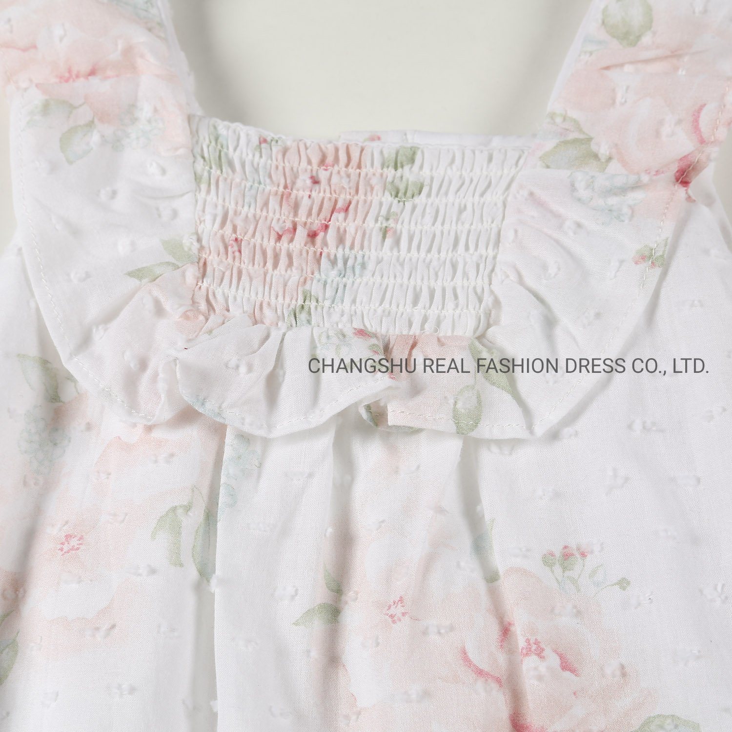 Newborn Baby Infant Woven Flower Printed Romper with Embroidery