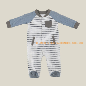 Baby Kid Children Infant Knitted Stripe Footed Coverall Romper for Girl Boy