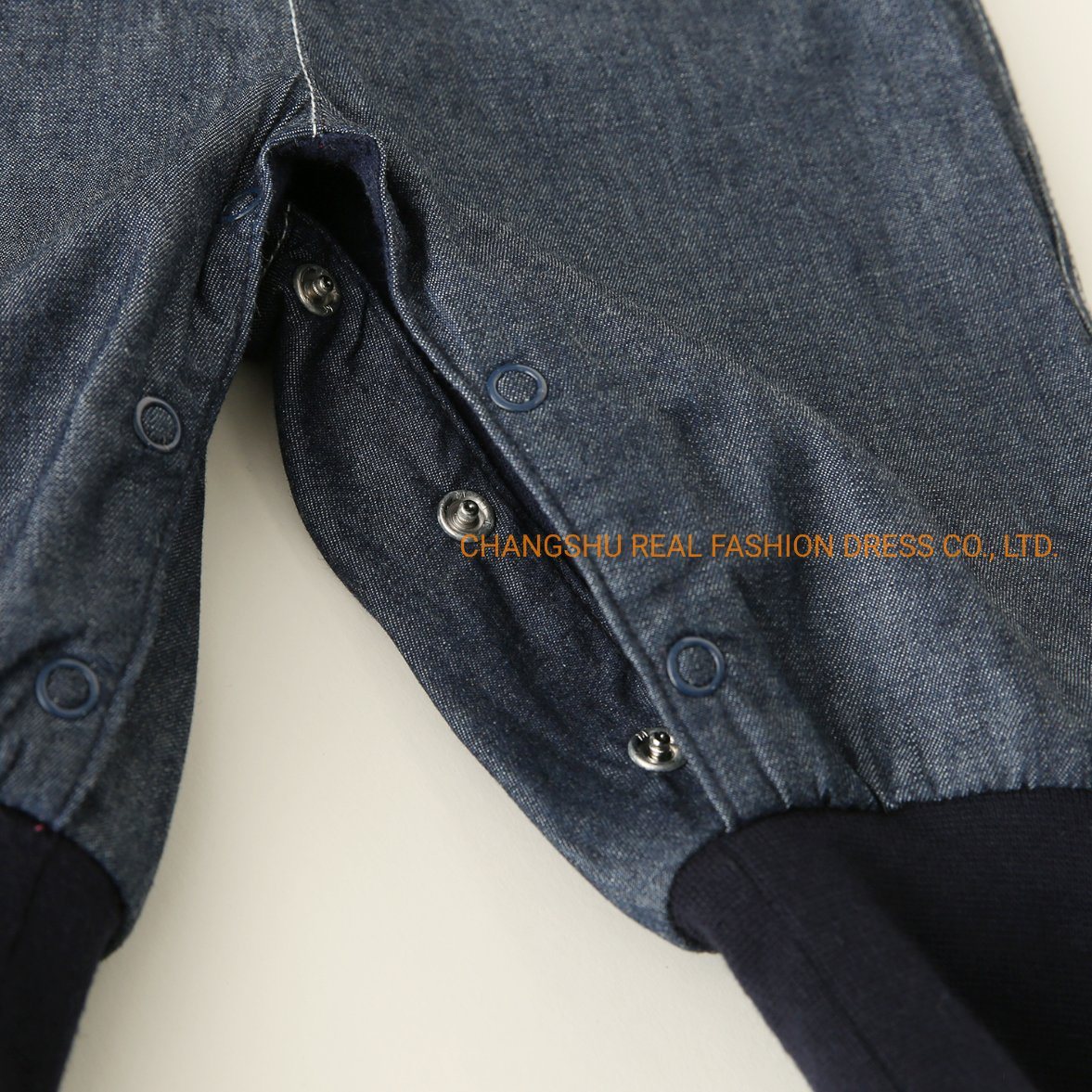 Infant Children Woven Denim Suspender Pant with Ribbed Hem Clothes