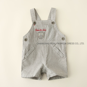 Newborn Baby Kids Children Clothing Infant Woven Suspender Short with Pocket