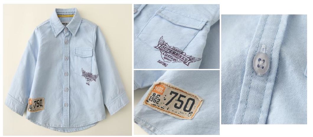 Children Boy Woven Shirt Made of Pointed Collar Clothes