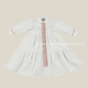 Baby Kids Children Girl 2022 Woven Dress Clothes with Decorative Tape