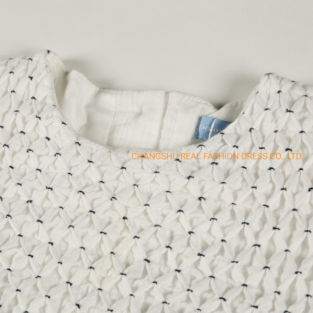 Toddle Baby Fashion Clothing Girl Woven Dress Made of Special Smoking on Front