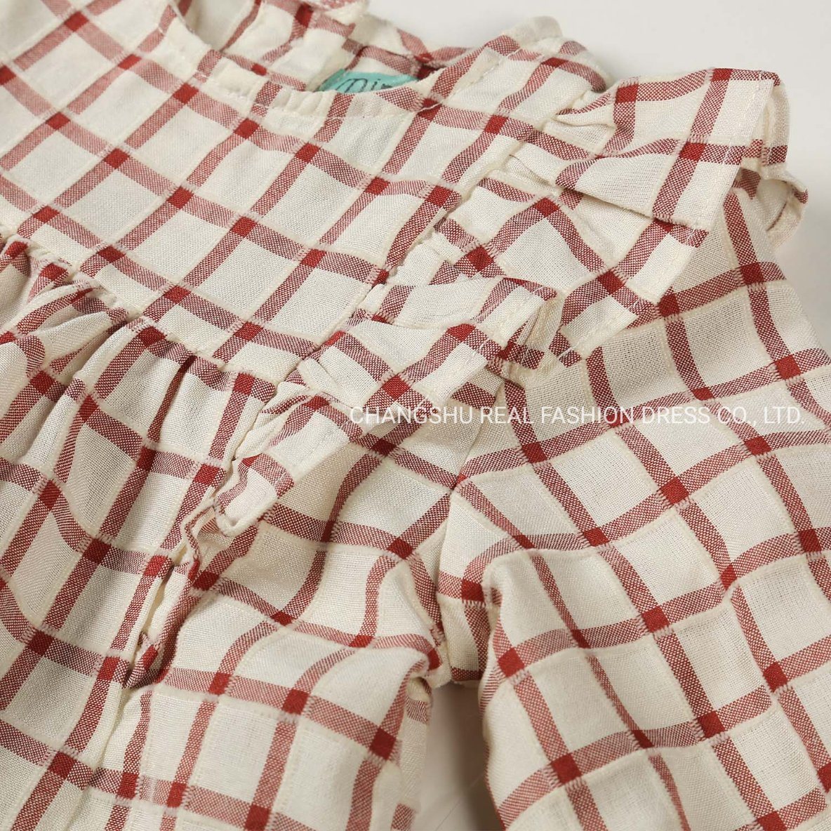 Children Clothes Infant Girl Baby Woven Rust Beige Plaid Top and Rust Legging Suit Wear